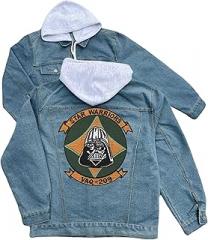 247EMBROIDERY vaq 209 carrier tactical electronics warfare squadron embroidered patch hood jean jacket Blue