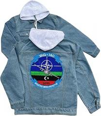 247EMBROIDERY vaq 140 electronic attack squadron second version embroidered patch hood jean jacket Blue