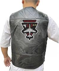 247EMBROIDERY Vaq 141 electronic attack squadron embroidered vest patch, patches, leather vest jacket ea 6b shadowhawks, Black