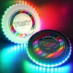 TOSY Flying Disc - 108 RGB Multicolor or 36 Monocolor LEDs, Super Bright, Smart Modes, Cool Valentine Easter Gift, Camping Toy for Kid/Teen/Adult, Auto Light Up, Rechargeable, Waterproof, 175g
