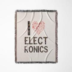 3dRose I Love Electronics Decorative Text Made of Electronics Components Woven Blanket