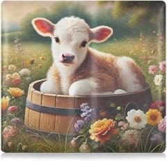 Flowers Cow Grass Car Registration and Insurance Holder Insurance and Registration Card Holder Cover Leather Auto Document Organizer for Women Men Glove Box Car Accessories