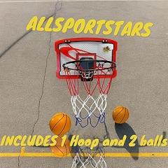 Indoor Mini Basketball Hoop with Electronic Shot-Clock & Scoreboard + Two Basketballs & Pump - Over The Door Mount