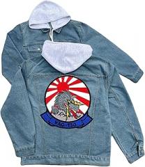 247EMBROIDERY vaq 130 electronic attack squadron japan embroidered patch hood jean jacket Blue