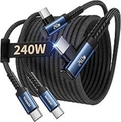 USB C Cable [2Pack, 10ft] 240W Fast Charging Type C Cord, Nylon Braided USB 2.0 Cable for iPhone 17 16 15 Pro Plus Pro Max Air, iPad Pro, Samsung Galaxy S25 S24, Switch, MacBook Pro, Pixel