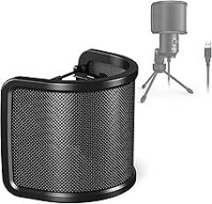 FIFINE Pop Filter Screen, Compact Microphone Pop Shield Windscreen with Metal Mesh for Recording Studio, YouTube Videos, Streaming, Podcast (Black)