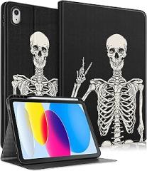 for iPad 10th Generation Case 10.9 Inch, for iPad 11th(A16) 2025 Cute Boys Women Folio Cover Pencil Holder Skeleten Skull Horror Cool Design Funny Fun Teen Unique Tablet Cases for Apple 10/11